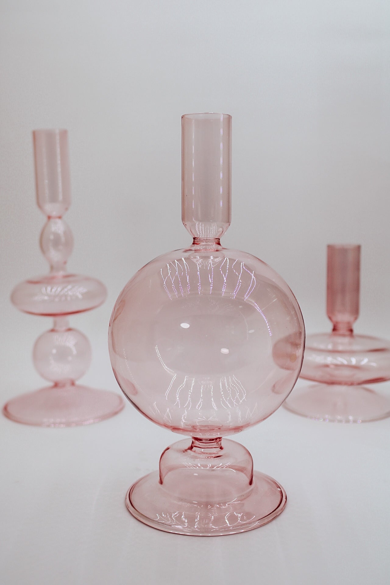 Pink Glass Candle Holder