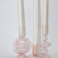 Pink glass candle holder 