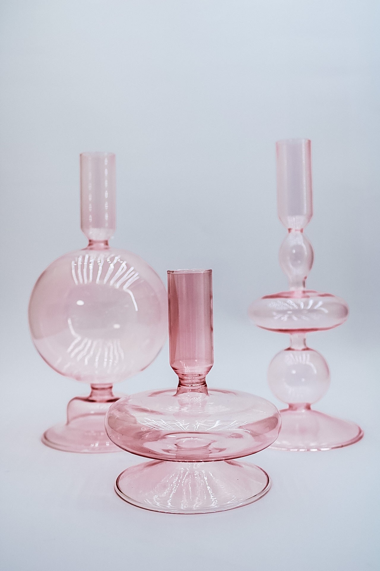 Pink Glass Candle Holder