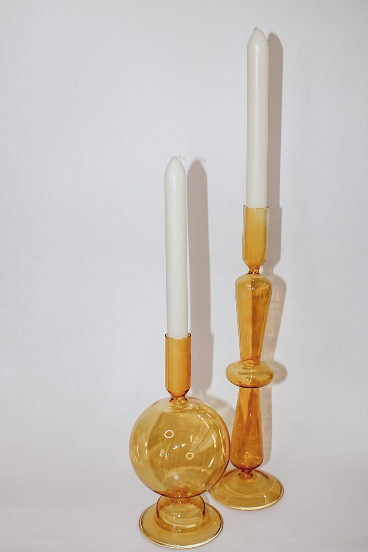 Orange glass candle holder