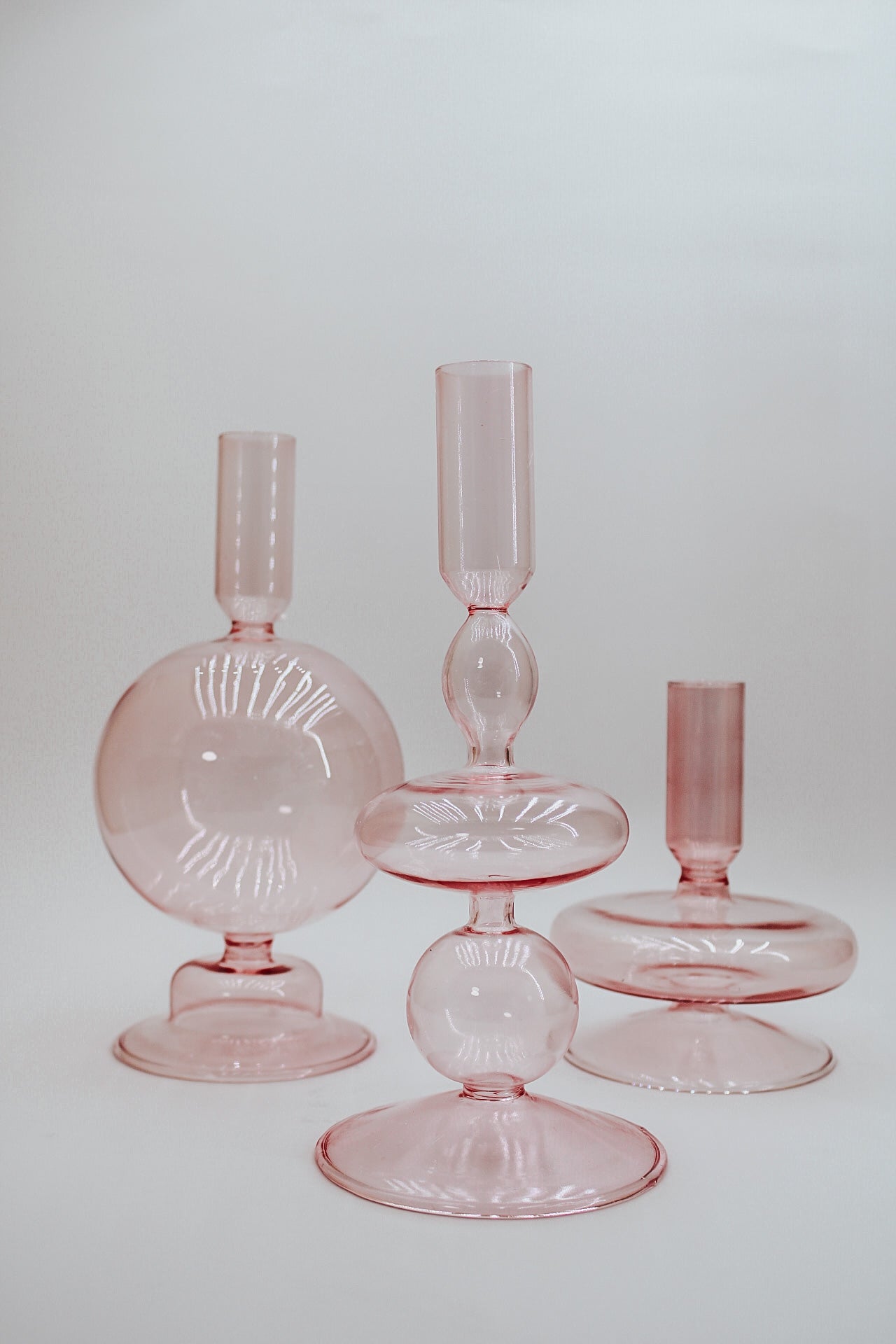 Pink Glass Candle Holder